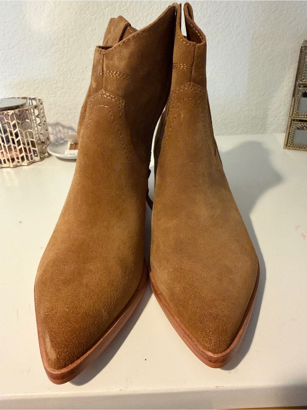 Dolce Vita Suede Ankle Bootie in Chestnut Brown - Picture 2 of 6